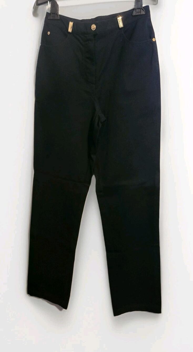 St John Sport by Marie Gray, Black Pants Womens 6 Gold Hardware Straight Leg